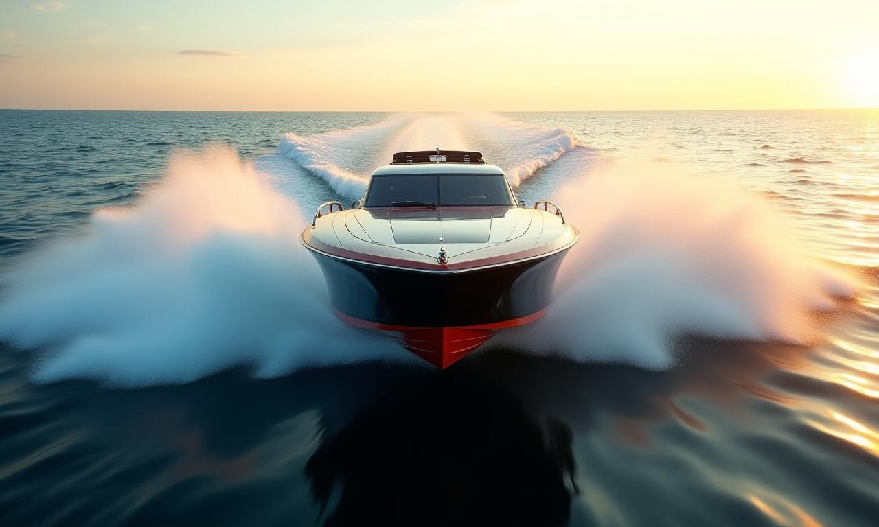 Rask båt skjærer gjennom vannet under et race